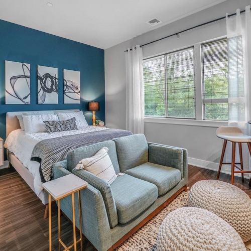 spacious living room on wood-style flooring